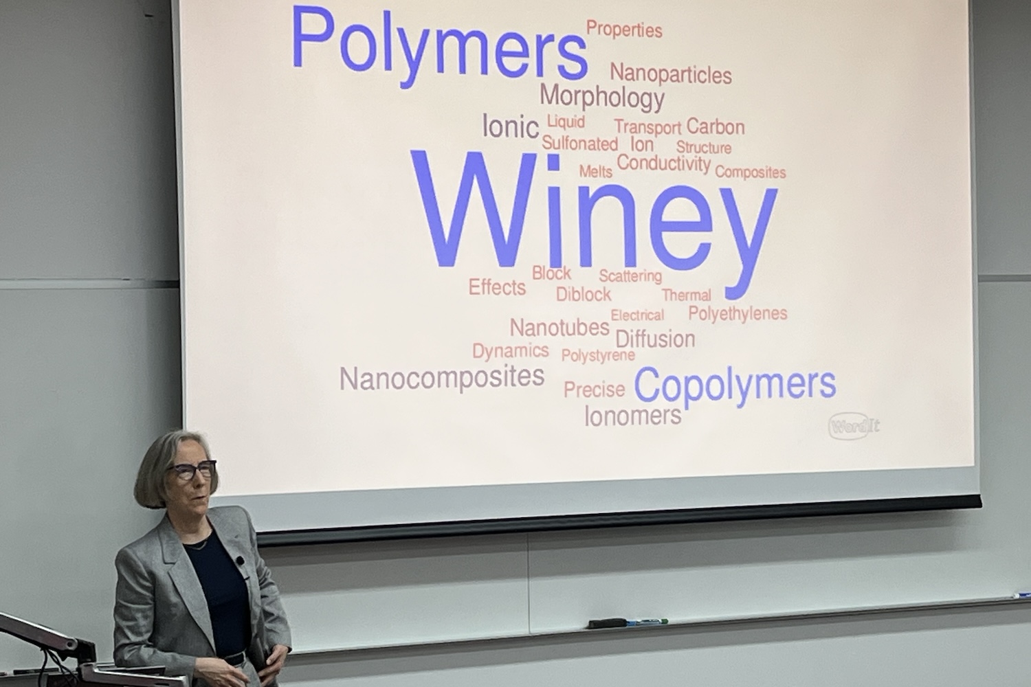 Karen L. Winey presenting during the Turner J. Alfrey lecture Series
