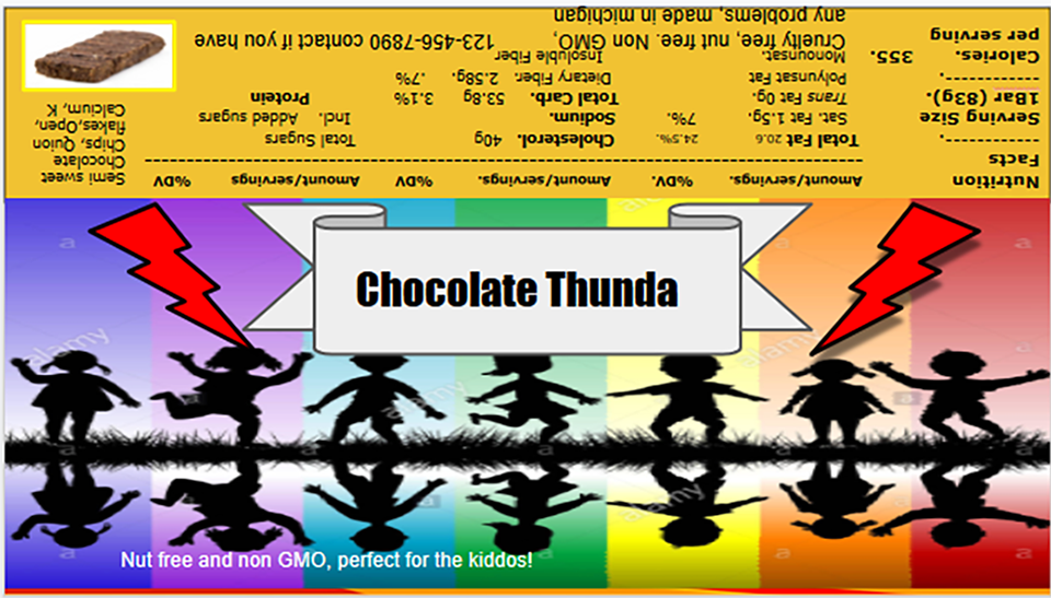 Image of energy bar wrapper designed by camper.