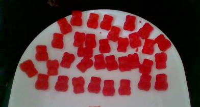 Image of homemade gummy bears. 