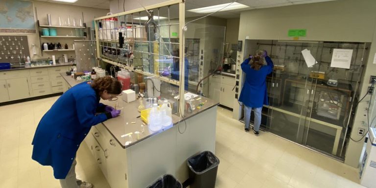 Student researchers in chemistry lab.
